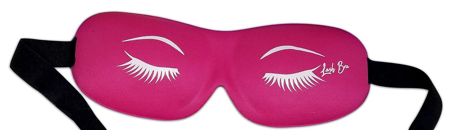 Eyelash Extensions Aftercare Kit with Sealant, Brush, Spoolie and 3D Deep Contour Sleep Mask! Protects Volume Lashes While Sleeping - PINK Lash Bra