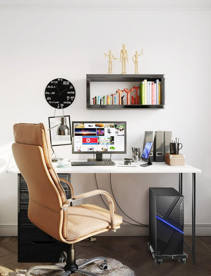 Computer Tower Stand, Adjustable PC Tower Stand with Rolling Caster Wheels, Mobile CPU Holder for Floor Carpet Gaming PC Case, Fits Home Office under Desk, Black